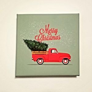Tree Truck Canvas Wrap 10"x10" - Merry Christmas Wall Art Print